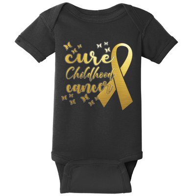 Cure Childhood Cancer Butterflies Ribbon Baby Bodysuit