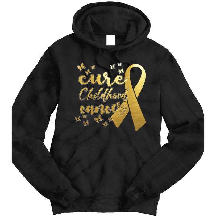 Cure Childhood Cancer Butterflies Ribbon Tie Dye Hoodie