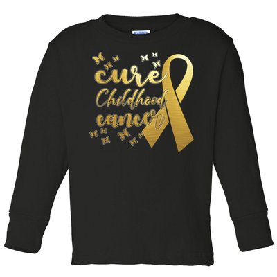 Cure Childhood Cancer Butterflies Ribbon Toddler Long Sleeve Shirt