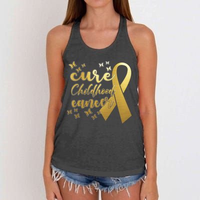 Cure Childhood Cancer Butterflies Ribbon Women's Knotted Racerback Tank