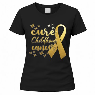 Cure Childhood Cancer Butterflies Ribbon Women's T-Shirt