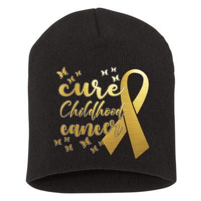 Cure Childhood Cancer Butterflies Ribbon Short Acrylic Beanie