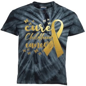 Cure Childhood Cancer Butterflies Ribbon Kids Tie-Dye T-Shirt