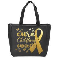 Cure Childhood Cancer Butterflies Ribbon Zip Tote Bag