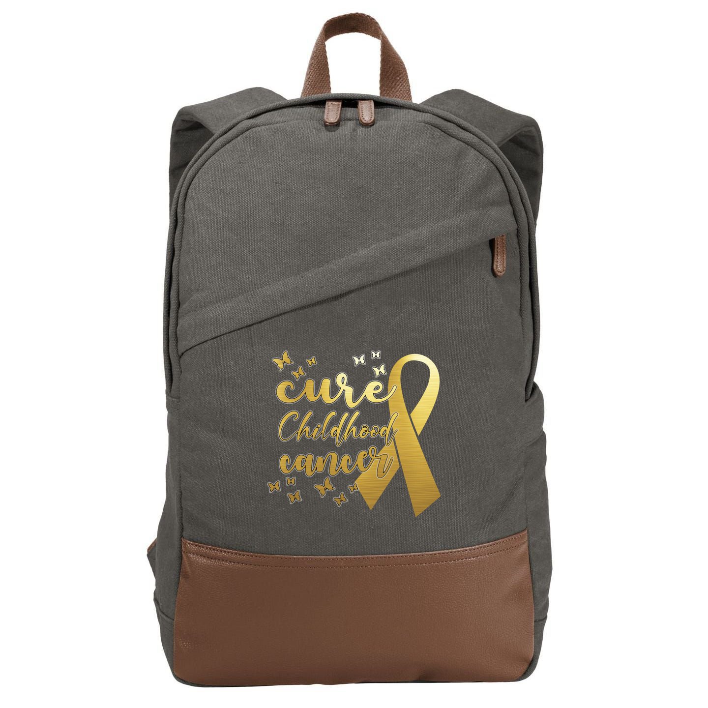Cure Childhood Cancer Butterflies Ribbon Cotton Canvas Backpack