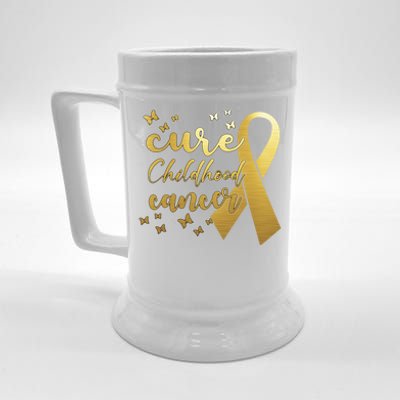 Cure Childhood Cancer Butterflies Ribbon Beer Stein