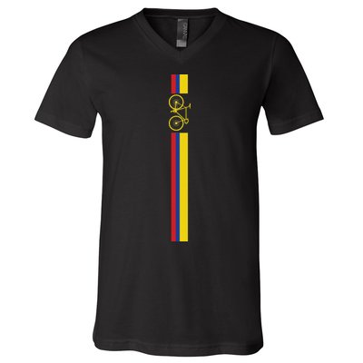 Colombian Cycling Colombia Flag Cyclist Bicycle Gift V-Neck T-Shirt