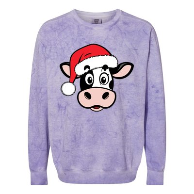 Cute Christmas Cows Santa Heifer Colorblast Crewneck Sweatshirt