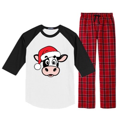 Cute Christmas Cows Santa Heifer Raglan Sleeve Pajama Set