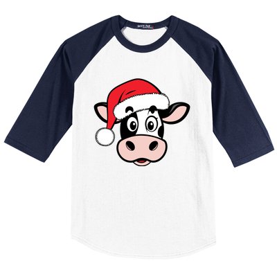 Cute Christmas Cows Santa Heifer Baseball Sleeve Shirt