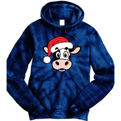 Cute Christmas Cows Santa Heifer Tie Dye Hoodie