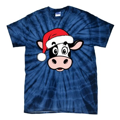 Cute Christmas Cows Santa Heifer Tie-Dye T-Shirt