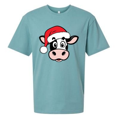 Cute Christmas Cows Santa Heifer Sueded Cloud Jersey T-Shirt