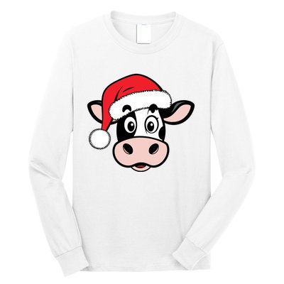 Cute Christmas Cows Santa Heifer Long Sleeve Shirt