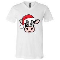 Cute Christmas Cows Santa Heifer V-Neck T-Shirt