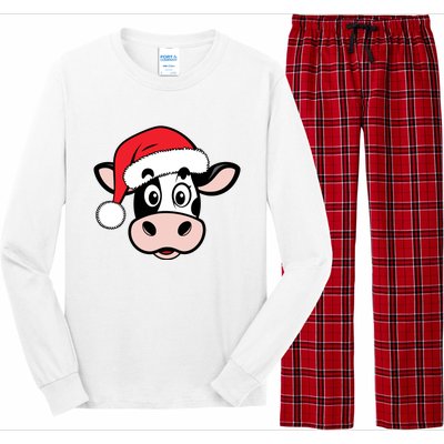 Cute Christmas Cows Santa Heifer Long Sleeve Pajama Set