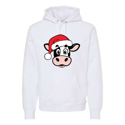 Cute Christmas Cows Santa Heifer Premium Hoodie