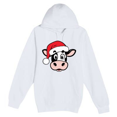 Cute Christmas Cows Santa Heifer Premium Pullover Hoodie