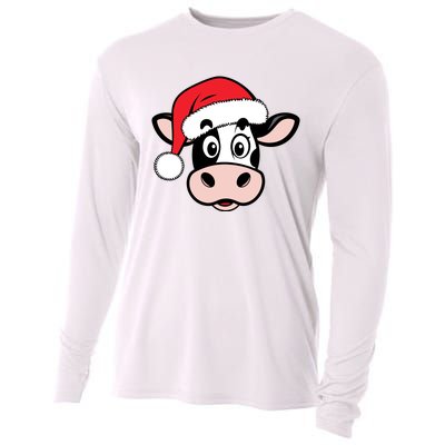 Cute Christmas Cows Santa Heifer Cooling Performance Long Sleeve Crew