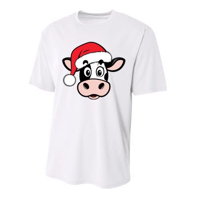 Cute Christmas Cows Santa Heifer Performance Sprint T-Shirt