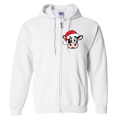 Cute Christmas Cows Santa Heifer Full Zip Hoodie