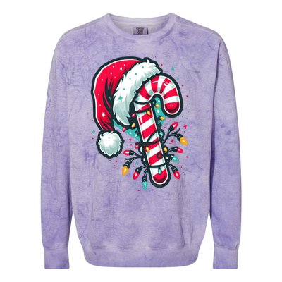 Candy Cane Crew Christmas Lights Family Matching Xmas Colorblast Crewneck Sweatshirt