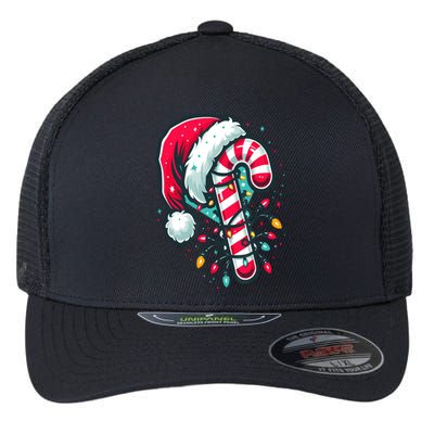 Candy Cane Crew Christmas Lights Family Matching Xmas Flexfit Unipanel Trucker Cap