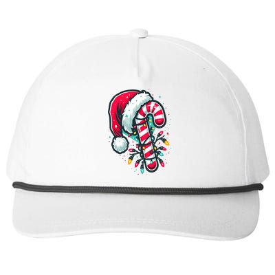 Candy Cane Crew Christmas Lights Family Matching Xmas Snapback Five-Panel Rope Hat