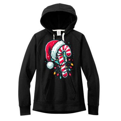 Candy Cane Crew Christmas Lights Family Matching Xmas Women's Fleece Hoodie