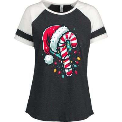 Candy Cane Crew Christmas Lights Family Matching Xmas Enza Ladies Jersey Colorblock Tee