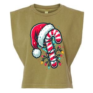 Candy Cane Crew Christmas Lights Family Matching Xmas Garment-Dyed Women's Muscle Tee