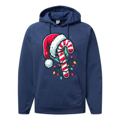 Candy Cane Crew Christmas Lights Family Matching Xmas Performance Fleece Hoodie