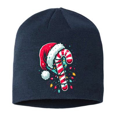 Candy Cane Crew Christmas Lights Family Matching Xmas Sustainable Beanie