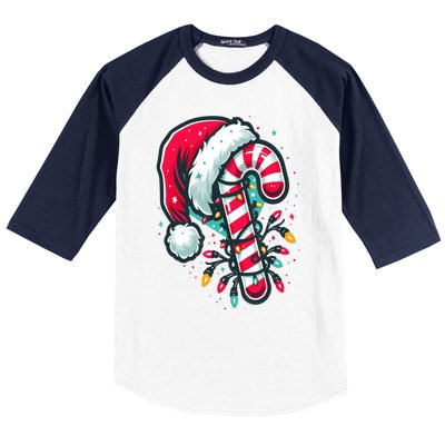 Candy Cane Crew Christmas Lights Family Matching Xmas Baseball Sleeve Shirt