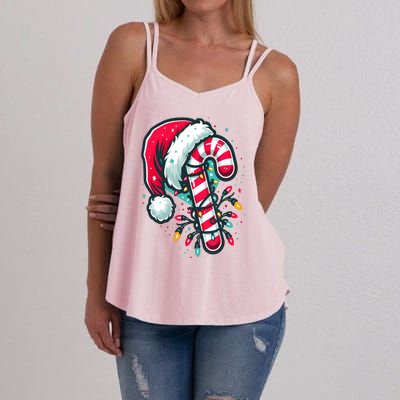 Candy Cane Crew Christmas Lights Family Matching Xmas Women's Strappy Tank