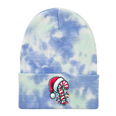 Candy Cane Crew Christmas Lights Family Matching Xmas Tie Dye 12in Knit Beanie