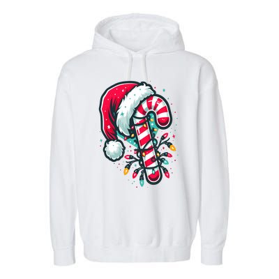 Candy Cane Crew Christmas Lights Family Matching Xmas Garment-Dyed Fleece Hoodie