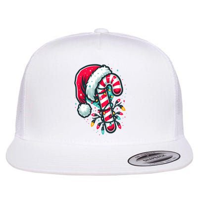 Candy Cane Crew Christmas Lights Family Matching Xmas Flat Bill Trucker Hat