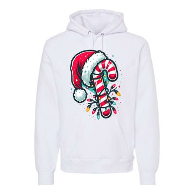 Candy Cane Crew Christmas Lights Family Matching Xmas Premium Hoodie