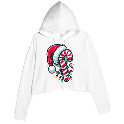 Candy Cane Crew Christmas Lights Family Matching Xmas Crop Fleece Hoodie