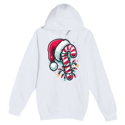 Candy Cane Crew Christmas Lights Family Matching Xmas Premium Pullover Hoodie