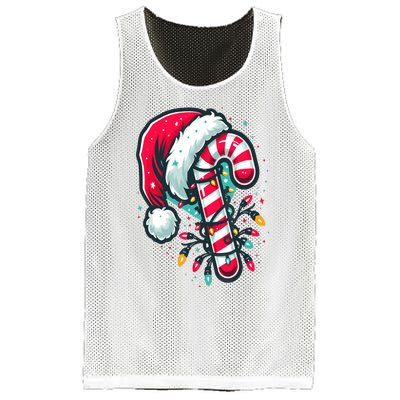 Candy Cane Crew Christmas Lights Family Matching Xmas Mesh Reversible Basketball Jersey Tank