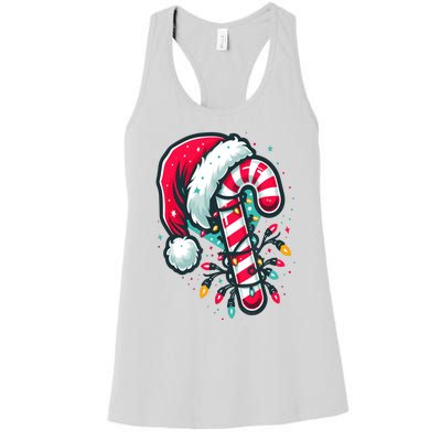 Candy Cane Crew Christmas Lights Family Matching Xmas Women's Racerback Tank