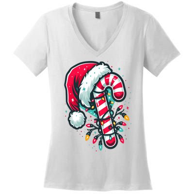 Candy Cane Crew Christmas Lights Family Matching Xmas Women's V-Neck T-Shirt