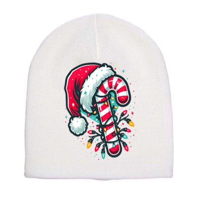 Candy Cane Crew Christmas Lights Family Matching Xmas Short Acrylic Beanie