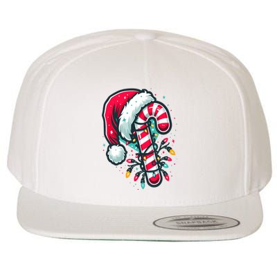 Candy Cane Crew Christmas Lights Family Matching Xmas Wool Snapback Cap