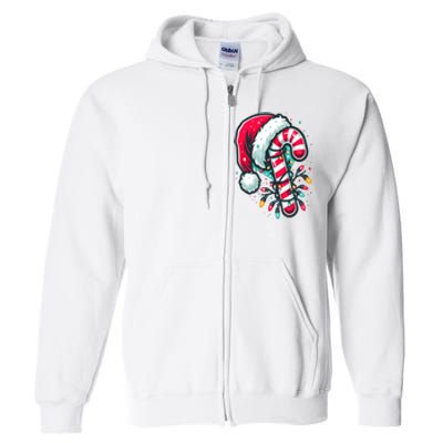 Candy Cane Crew Christmas Lights Family Matching Xmas Full Zip Hoodie