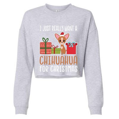 Cute Christmas Chihuahua Owner I Want A Chihuahua Gift Cropped Pullover Crew