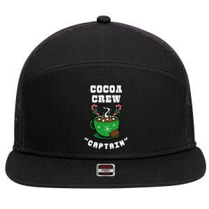 Cocoa Crew Captain Christmas Xmas Squad Picture 7 Panel Mesh Trucker Snapback Hat