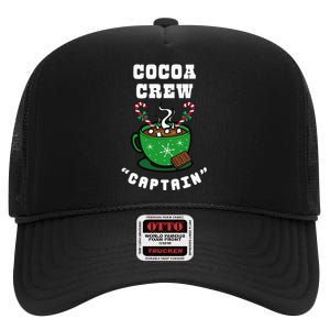 Cocoa Crew Captain Christmas Xmas Squad Picture High Crown Mesh Back Trucker Hat